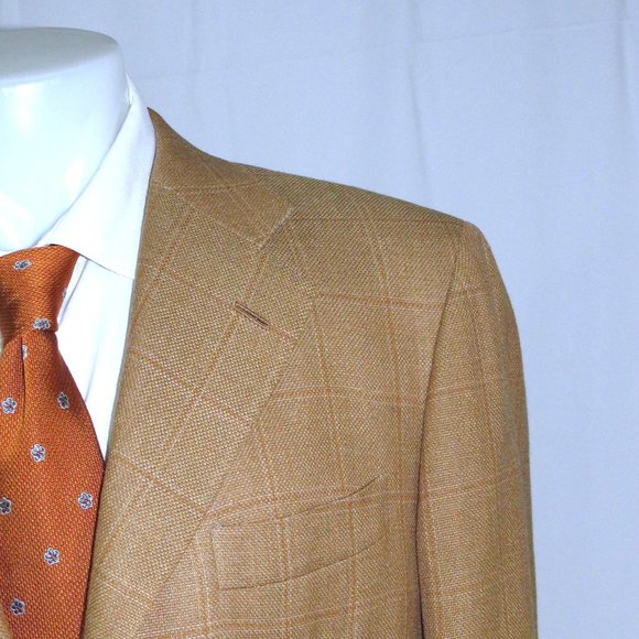 Luciano Barbera x Attolini Handmade Light Brown Plaid Three Button Sport Coat 46